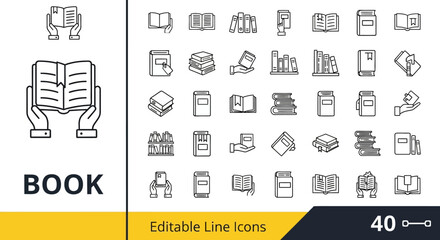 Collection of Education and Knowledge Book Icons for Libraries and Learning