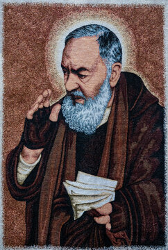 Painting (19th century) of Saint Padre Pio of Pietrelcina. Saint of the Roman Catholic Church.