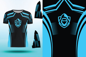 Esports Gaming jersey design with abstract blue and black pattern