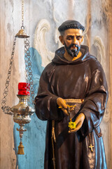 Obraz premium Statue (19th century) of St. Francis of Assisi. Saint and Mystic of the Roman Catholic Church, Founder of the Franciscan Order.