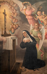 Painting (19th century) of Saint Rita of Cascia, Patroness of hopeless causes. Saint of the Roman Catholic Church.