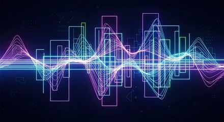 Fototapeta premium Modern abstract technology background with vibrant neon lines and shapes, perfect for innovative projects and dynamic presentations