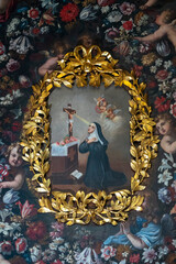 Obraz premium Painting (19th century) of Saint Rita of Cascia, Patroness of hopeless causes. Saint of the Roman Catholic Church.