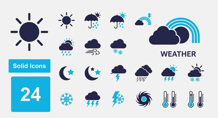 Weather Icon Set A Collection of Solid Icons for Representing Different Weather Conditions