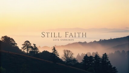 Minimal gradient landscape with mist featuring the words Still Faith