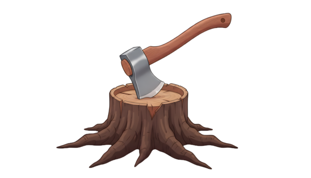 axe and log isolated on a transparent background - Powered by Adobe