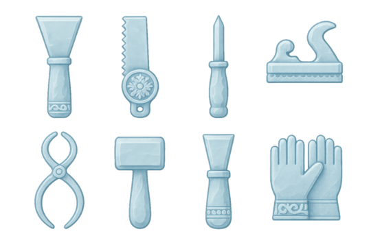 Collection of various tools for home improvement and crafting showcased on a simple background