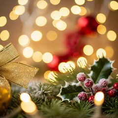 Cozy Christmas Interior with Decorated Tree Fireplace Warm Lights Pine Decorations Holiday Home Decor Festive Living Room Ambiance Traditional Christmas Celebration Scene Design
