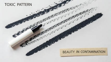 Minimal ink strokes of black on white paper composition