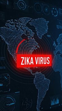 Zika Virus World Map Animation Medical Alert Digital Health Crisis