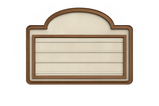 Vintage wood marquee sign with blank billboard for cinema, theater, or business message on transparent background