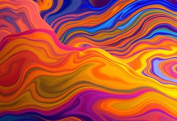Fluid, swirling abstract waves in vibrant, saturated colors, smooth, waves