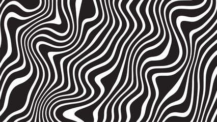 Minimal Black and White Fluid Wave Lines Background with Soft Liquid Flow

