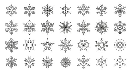 Elegant Snowflake Collection Intricate Winter Season Icons