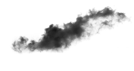 Realistic black smoke cloud effect on a white background, soft drifting atmospheric fog texture ideal for overlays