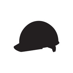 Round hard hat icon. Classic hard hat silhouette construction, workplace safety and signage. High quality black vector.