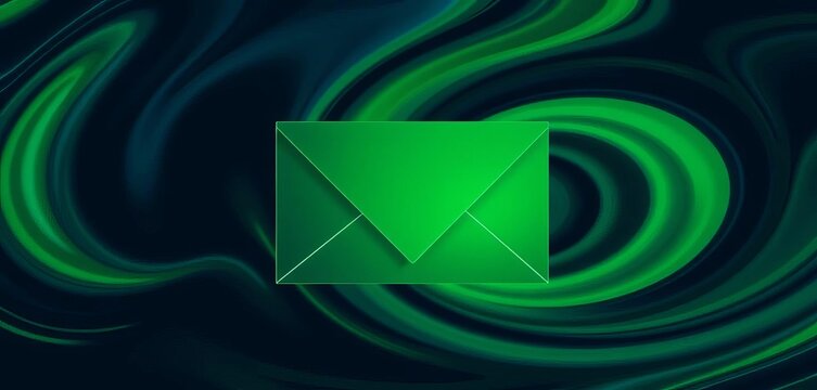 Abstract swirling dark blue and green security envelope background, dark background, illustration