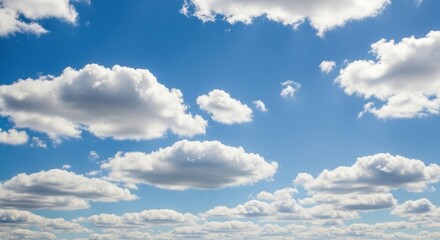 Stunning view of cumulus clouds floating in the clear blue sky during daytime providing a sense of