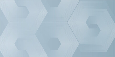 Geometric Hexagon Pattern With Concentric Lines In Soft Blue Tones For Modern Abstract Backgrounds