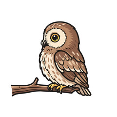 Cute owl perched on a branch looking attentively at something.