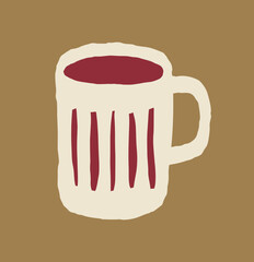 Playful tea mug illustration. Naive cozy element with bold imperfect shapes