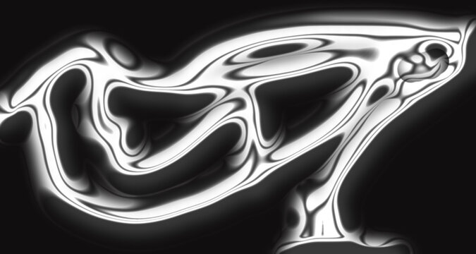 Black and silver luxury abstract liquid background with smooth metallic surface and soft glossy reflections, ideal for premium product mockups, cosmetic branding, or high end tech presentation scene