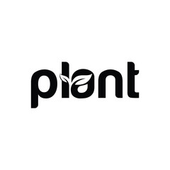 typography text plant logo design, leaves symbol icon vector template