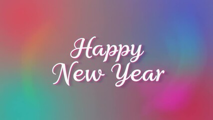 Happy New Year Celebration with Colorful Bokeh Lights and Gradient Background.