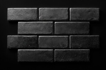 Obraz premium A close-up, top-down view displays a dark brick wall pattern, emphasizing texture and shadow