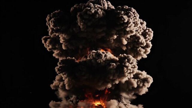 Spectacular explosion with fiery sparks against a dark backdrop, conveying intense power and destruction, suitable for action movie scenes and effects