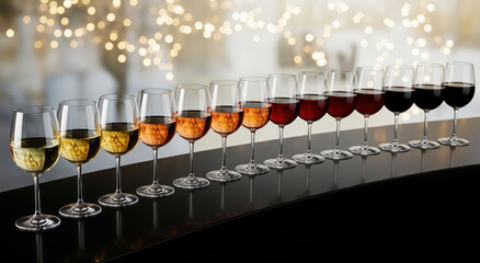 elegant wine tasting with color gradient and warm bokeh