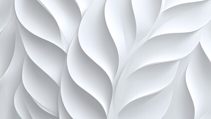 An abstract, flowing design with layered, petal-like shapes in varying shades of white