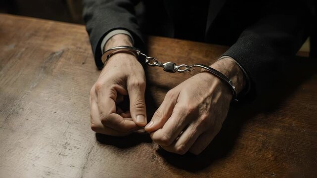 Handcuffed Man at Table: Justice, Crime, and Confinement.