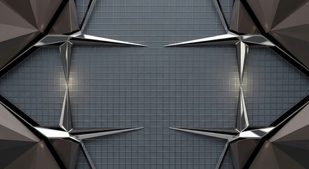 Geometric Design with Metallic Accents and Textured Background Surface
