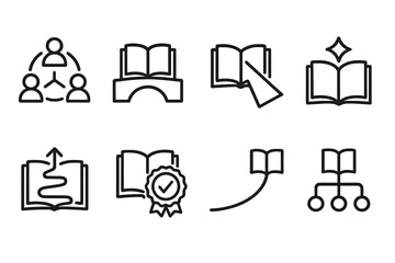 Scholarly Communication Icons. Scholarly Communication Concepts linear icon set: academic network, knowledge bridge, clarity beam, insight star, structured path, integrity seal