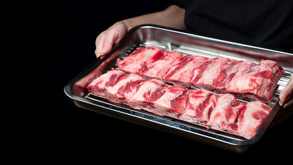 Raw beef ribs, fresh raw meat