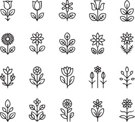 Minimalist Black and White Seamless Line Art Floral Pattern Simple Botanical Outline Background for Modern Textile and Apparel