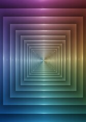 Hypnotic nested square tunnel with vibrant pastel gradients and perspective
