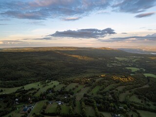 Krusne hory, Czechia mountain region aerial drone panorama