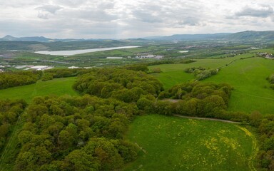 Krusne hory, Czechia mountain region aerial drone panorama