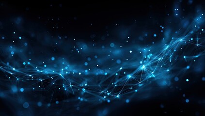 Glowing digital network of connected dots and lines. Abstract futuristic background