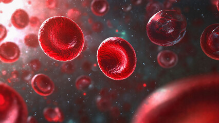 Visually friendly representation of endorphins in a vibrant scene of floating red spheres against a colorful background, Brain Chemistry Concept , Molecular Diagram on Clean Surface 