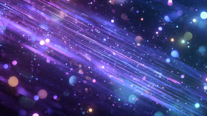 A meteor shower with neon light trails and bioluminescent effects.