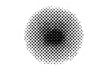Halftone circle gradient pattern creating a modern abstract overlay effect on a transparent background