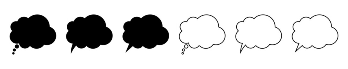 Speech and Thought Bubble Icons – Empty Chat Clouds and Thinking Bubbles, Communication Design Elements