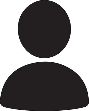 Simplified black silhouette icon representing a generic user profile or person, perfect for website interfaces, application design, and digital identification systems