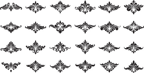 Obraz premium Large collection of vintage ornamental design elements. Ornate floral scrolls, classic flourishes, and decorative vignettes for creating elegant borders and dividers