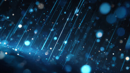 A meteor shower with neon light trails and bioluminescent effects.