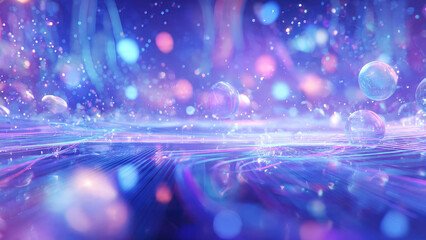 A vibrant abstract digital artwork featuring flowing multicolored light neon waves in bright