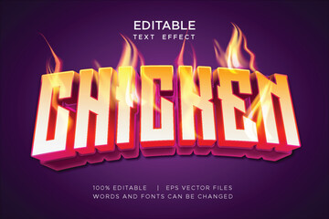 editable chicken text effect with fire decoration	